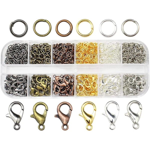 120 st låsbara smyckeslås, 6 färger hummerlås set, hummerlås i rostfritt stål, örhängen, armband, halsband, berlocklänkar