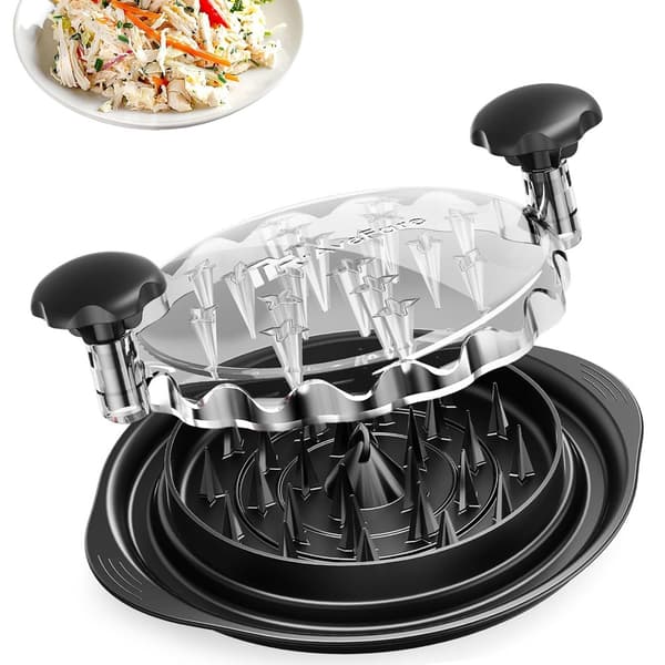 Kycklinghackare, 25 cm synlig kycklingfiléhackare, stor köttkvarn, diskmaskinsäker, halkfri, rengöringsborste (svart)