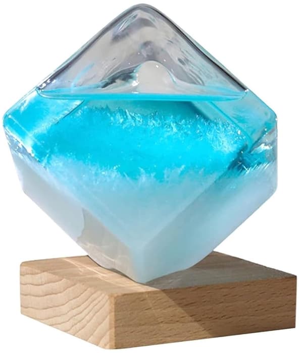 Water Cube Stormglas väderstation med bas, dekorativ barometer för skrivbordet