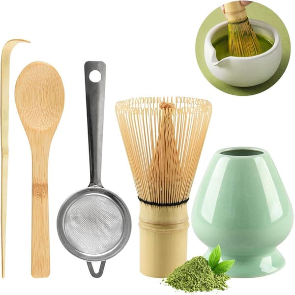 Matcha Set - inkluderar en matcha visp, tesil och matcha sked i bambu, perfekt presentset