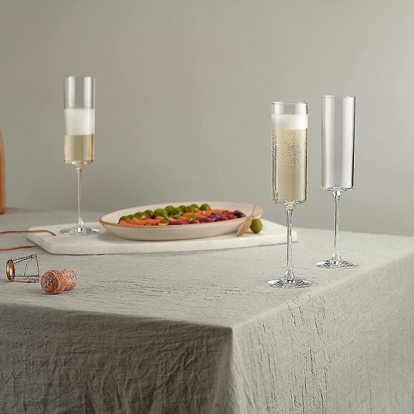 Champagneglas 4-pack 6-ounce Champagneglas 4-pack, Premium Fyrkantig Kant Blåst Vinglas The Best1217