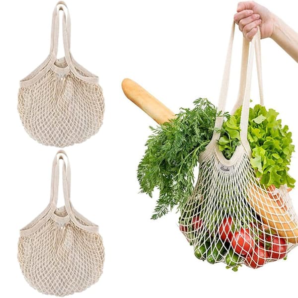 Shoppingväska i mesh av bomullsrep, 100% naturligt material