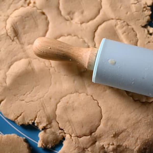 Mini non-stick silikonkavelset (2 delar), 23×4.5×4.5cm, för bakning, fondantpyssel, blå.