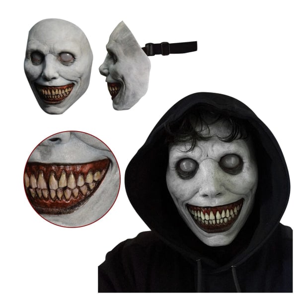 Leende demon terror mask vit