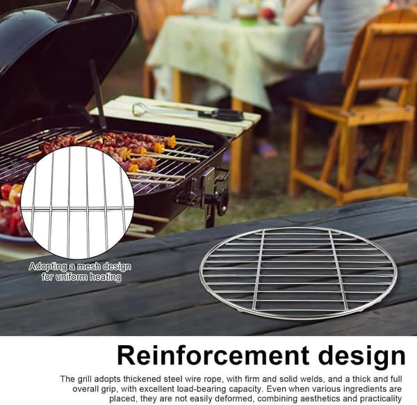Runt grillgaller i rostfritt stål, 30 cm diameter, för camping/picknick
