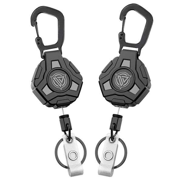 Infällbar Nyckelring - 2-pack Taktisk ID-brickahållare med 31,5\" stålkabel