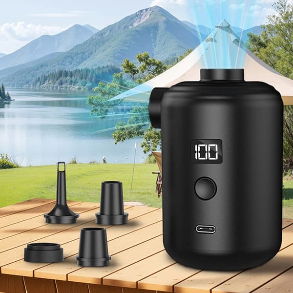 Bärbar elektrisk pump, exakt digital effektvisning, bärbar luftpump för utomhuscamping, dubbelfunktionell luftkudde,