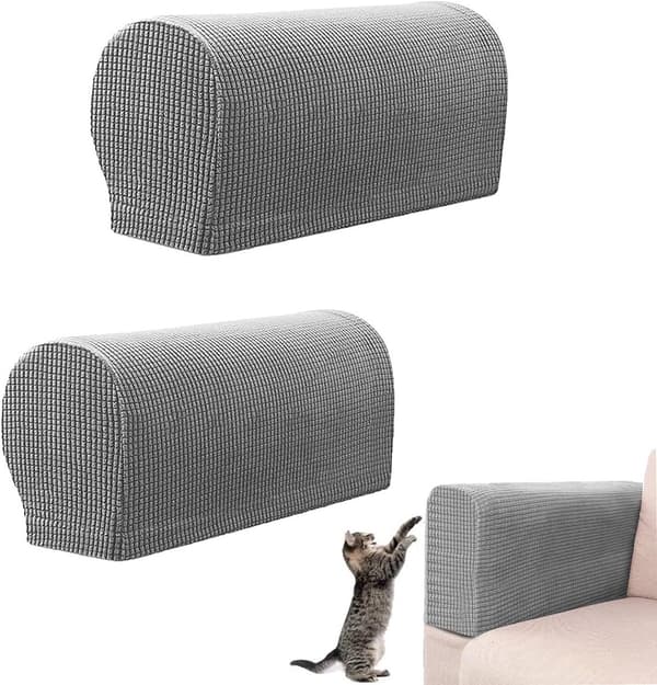 Elastiskt överdrag till fåtölj, svart jacquard, tvättbart, armstödsskydd till soffa