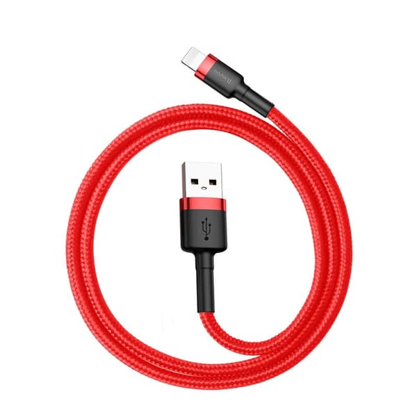 Slitesterk fleksibel kabel USB-ledning Iphone Iphone Lightning QC3.0 2.4A 0.5M Rød_MGF
