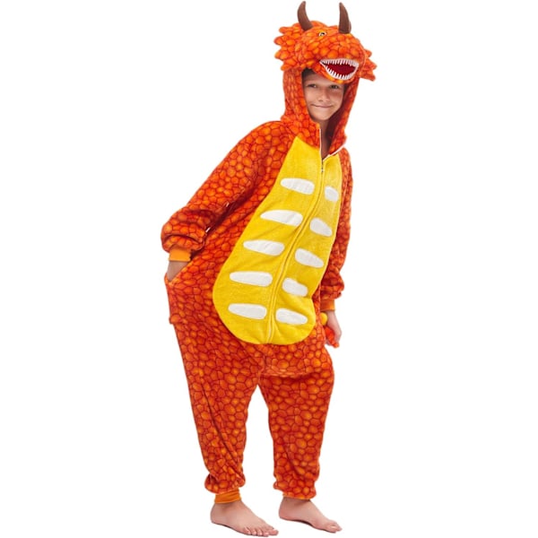 Barn unisex jumpsuit, 2023 kostymdjur onesie nattklänning pyjamas huvtröja cosplay kigurumi nattkläder jul halloween reddinosaur 130