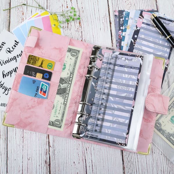 A6 ringbind med budgetark budgetplanlægger Pink Pink