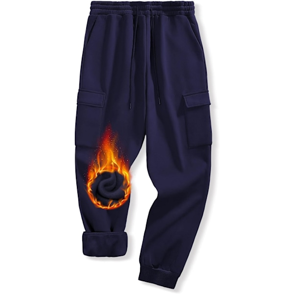 Avslappede Sweatpants for Menn Vinter Fleece Joggingbukser Atletiske Treningsbukser Løpebukser Med Flere Lommer Joggingbukser Sportsbukser Treningsbukser M-XXL Marinblått Xsp XXL