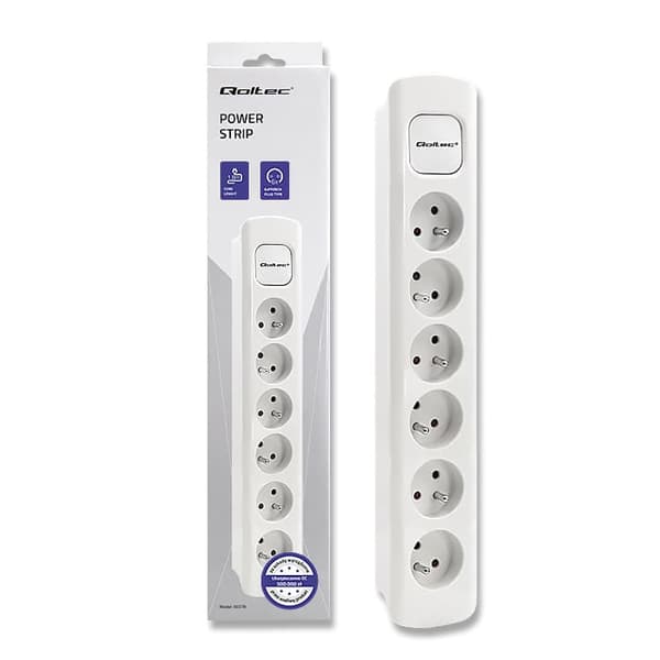 Qoltec Grenuttag | 6 Uttag | 1,8m | Vit_MGF