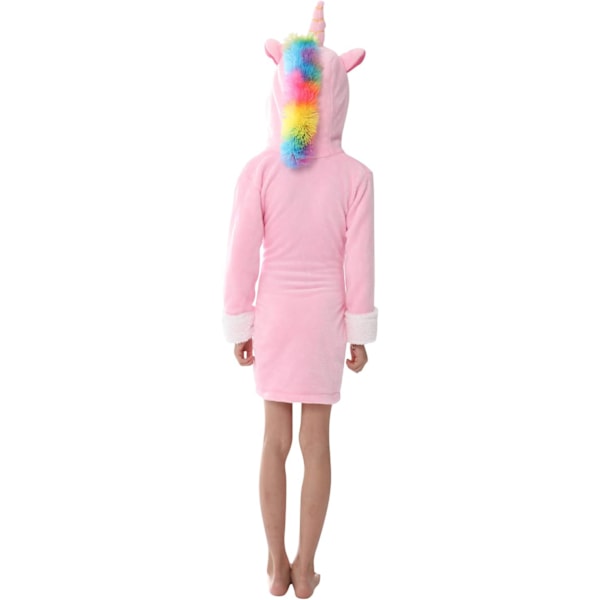 Barnas badekåper Badekåpe 3D Unicorn med hette, Jenter Gutter Fleece Myk Kigurumi Tegneserie Morgenhuskåpe Nattøy Pyjamas Lommer A-rosa enhörning 140