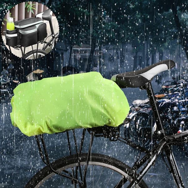 Universal regnslag med elastik til cykeltaske og grøn rygsæk_MGF