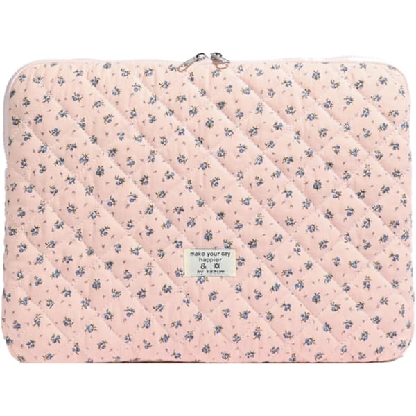 Flower Print Laptop Carrying Case Quilted Notebook Case Protective Cute Computer Case for 11-15 Inch Laptop Tablet Pink 3 15 Inch