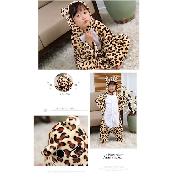 Børne/Unisex Fancy Dress Dyrekostume Onesie Pyjamas Jumpsuit Cosplay Kigurumi Jul Halloween Fancy Dress leopard 100