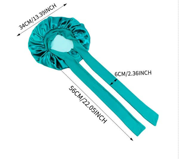 Double-Layer Satin Elastic Streamer Sleep Cap for Hair Care