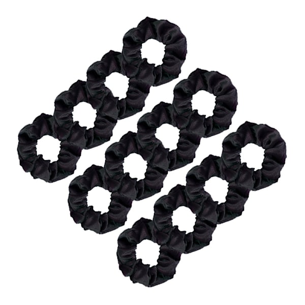 Fløjls Hår Scrunchies til kvinder (12 stk) Sort Black