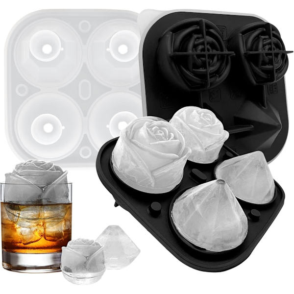 Silikoneisforme - Diamant- og Roseforme Sort Black