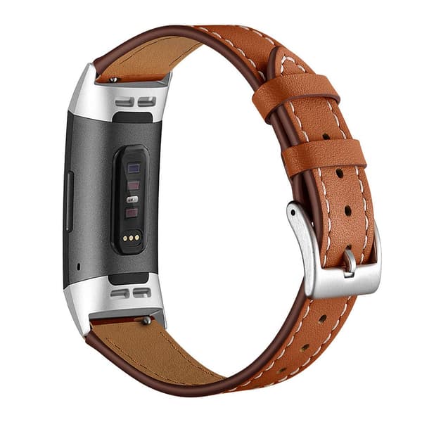 Fitbit Charge 3/4 armbånd lær Brun