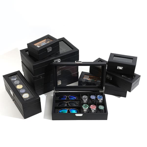 Carbon Fiber Watch Box - Elegant Display Case with 3 Compartments