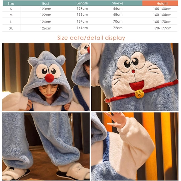 Onesies for Kvinner, Voksne, Kigurumi Onesies for Menn, Pyjamas, Fleece, Dyr, Jumpsuit, Sleepsuit, Halloween Kostyme, Jul, Cosplay og Fest Kvinnor-katt M