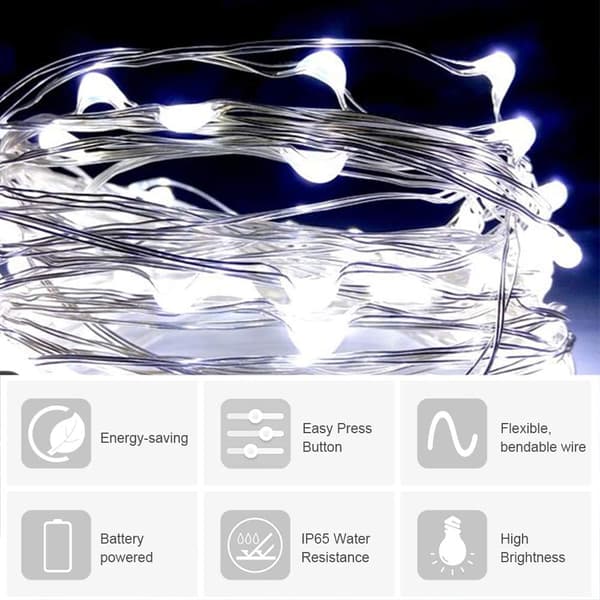 Batteridrivna LED-ljusslingor, 4-pack Mini Batteridrivna Koppar Cool White_MGF Cool White 4 Pack