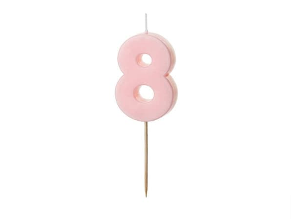 Fødselsdagslys nummer 8, pink, 5,5 cm_MGF