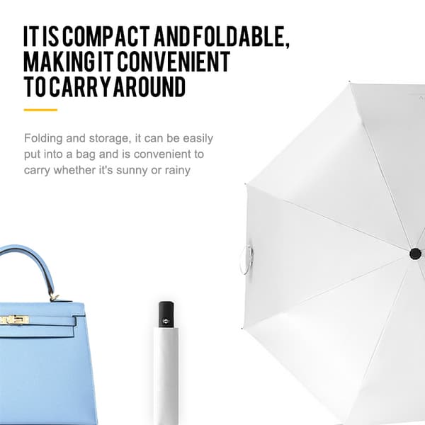 Automatisk foldeparaply med UV-beskyttelse Hvid White