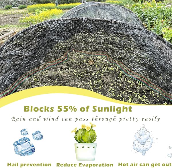 Rektangulär skuggduk 2 x 3 m - 55% skugga - HDPE - Svart