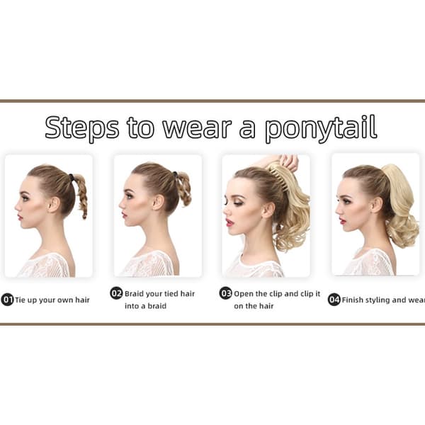1B Rosa# Clip-in hestehaleforlengelse - Volumizer Claw Clip Hårstykke Lys gull Light gold