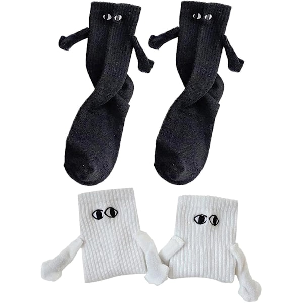 2 Pairs 3D Dolls Couple Socks - Funny Magnetic Suction Cup for Women Men - Practical Socks for Couples - A Nice Gift