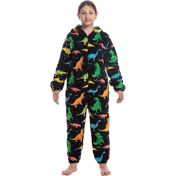 Barn unisex jumpsuits, 2022 kostyme dyreonesie nattkjole pyjamas hette nattklær cosplay kigurum nattklær jul Halloween Dinosaurie 120