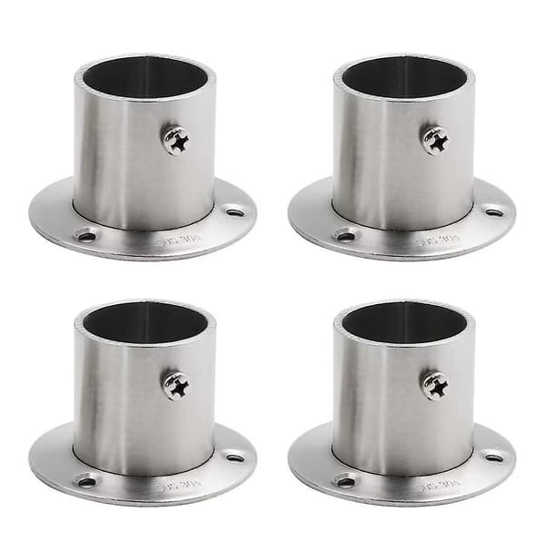 Garderobsstångsfläns i rostfritt stål, duschdraperihållare, rörfäste, 4-pack (diameter 32 mm/1,25 tum)_MGF