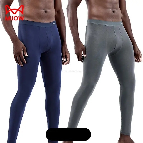 2-pack Värmeunderkläder för Män 50S Ren Bomull Vinter Varma Byxor Mjuk Elastisk Underdel Långa Kalsonger Herr U Konvex Leggings 7 7 XXXL