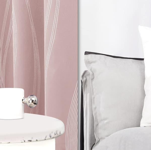 Blackout Curtains with Eyelets, Thermally Insulated Single Panel for Bedroom Office 132x213 cm Pink Wavy Pattern Design