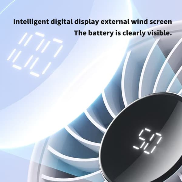 Portable Handheld Fan with 5 Speeds and Digital Display Black Black