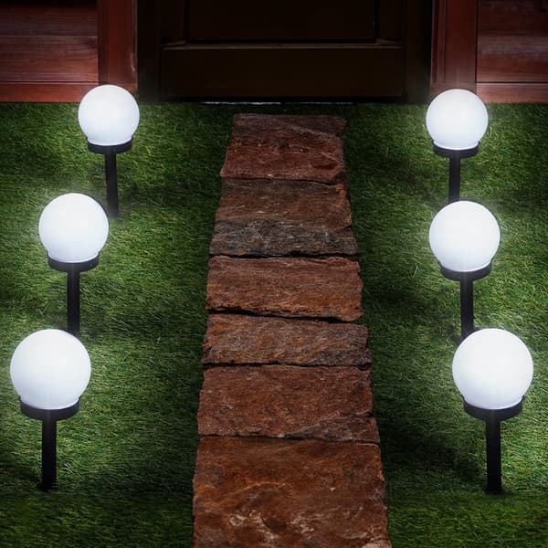 6x Solar havelamper Jordlamper LED-sfære med sensor_MGF