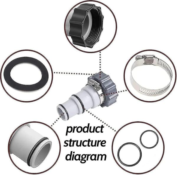 Erstatningsslangeadapter til Intex A-pumpe, passer til 32 mm og 38 mm slange_MGF