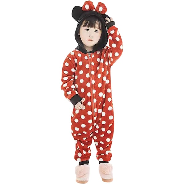 Barn unisex jumpsuit, 2023 kostymdjur onesie nattklänning pyjamas huvtröja cosplay kigurumi nattkläder jul halloween Mimmi 140