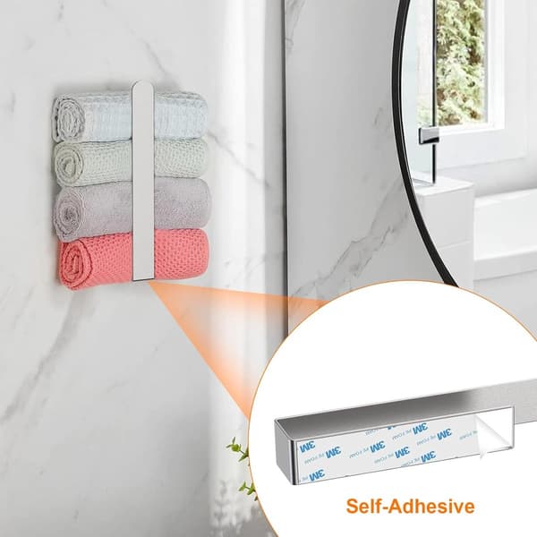 Håndkleholder, baderomshåndklestativ i rustfritt stål, ingen boring, selvklebende, 37 cm