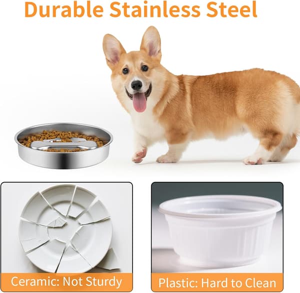 Slow Feeder Hund – Rustfrit Stål – 22 cm – Vendbar – Anti-slug & Anti-oppustet – Til Mellemstore Hunde & Katte