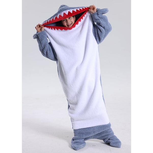 Barn unisex jumpsuit, 2023 kostymdjur onesie nattklänning pyjamas huvtröja cosplay kigurumi nattkläder jul halloween Shark1 170