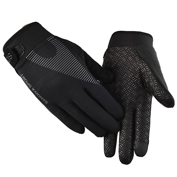 Herre Sykkelhansker Hel Finger Touch Motorsykkel Sykkel Mtb Bi Svart Sort Black M