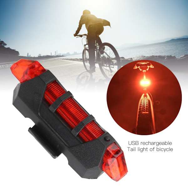 USB Laddningsbar Vattentät Cykel Baklampa Cykel Bakre LED Varningslampa Cykeltillbehör Röd