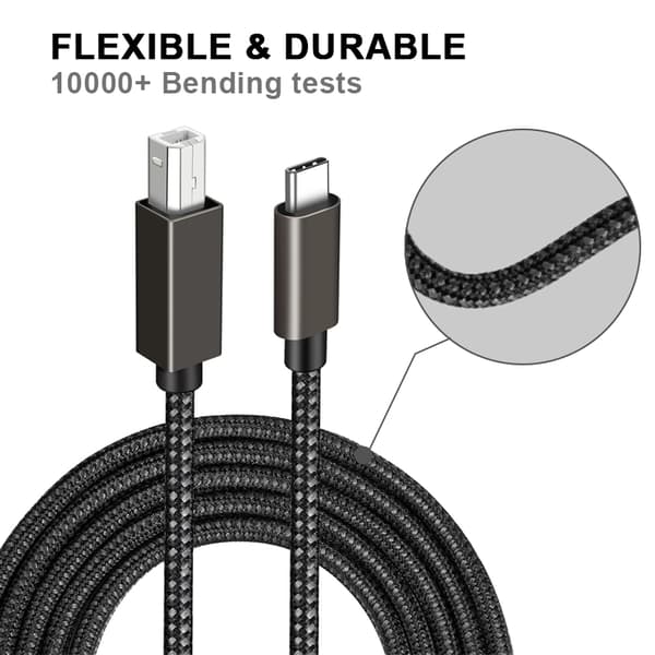 USB-B til USB-C printerkabel Sort 2 m Black 2 m