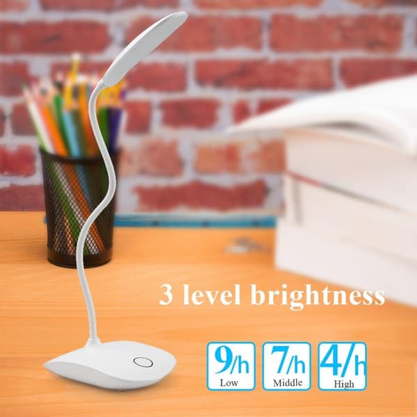 LED-bordlampe, roterbar, dimbar, batteridrevet, hvit