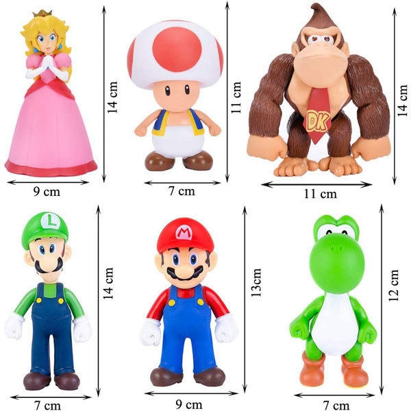 Super Mario Bros Actionfigurer Leksaker Mario Luigi Yoshi Peach Mushroom Collection Modell Barnfödelsedagspresent Kuba Fire Dragon (10cm/135g)