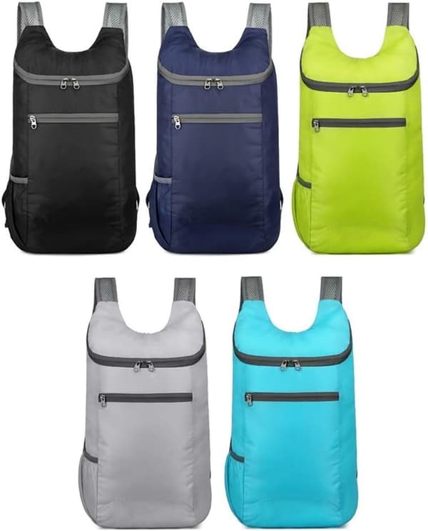 Sammenfoldelig Rejserygsæk, Letvægts Rivefast Nylon Med Polstrede Mesh-stropper, Til Vandreture Camping Dagsture, Sort, 20-35L